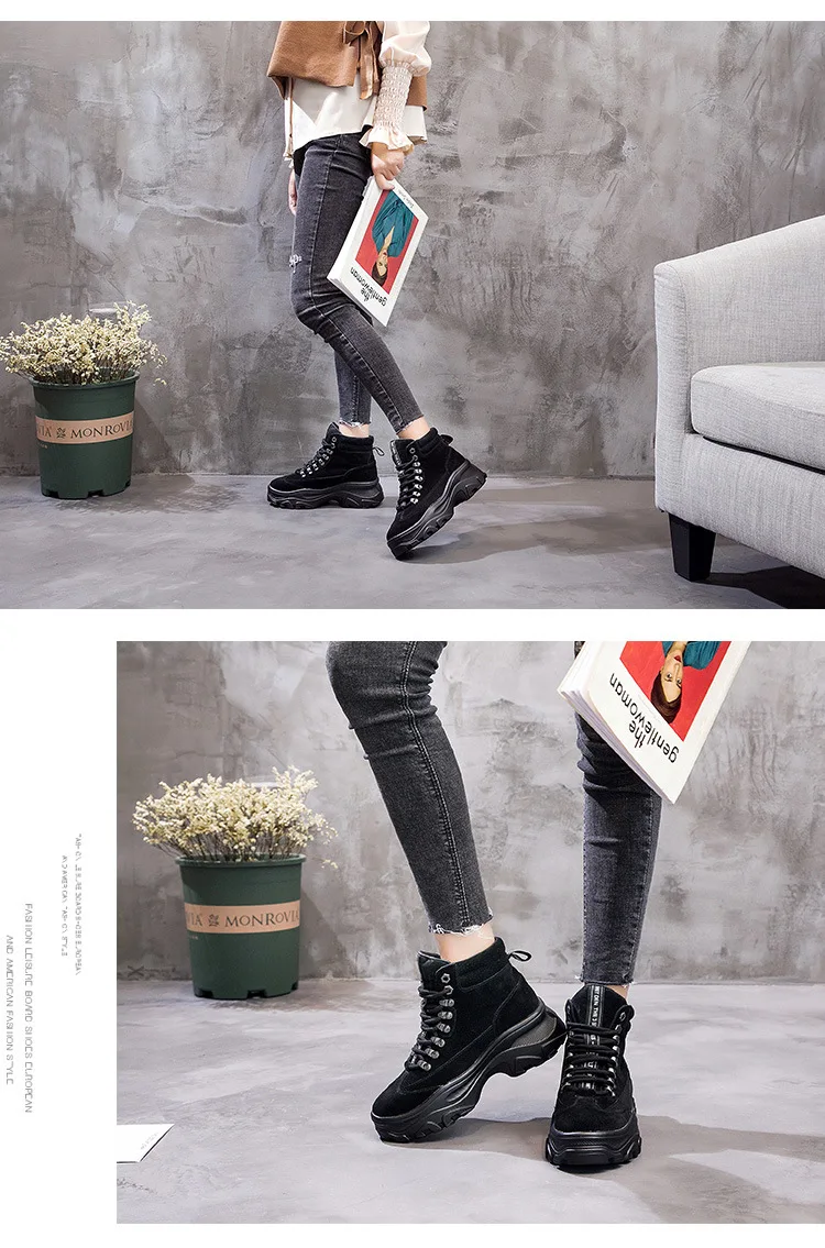 Botas mujer; Повседневная обувь из натуральной кожи; женские модные брендовые Теплые Ботинки martin; женская обувь с мехом; зимняя женская обувь