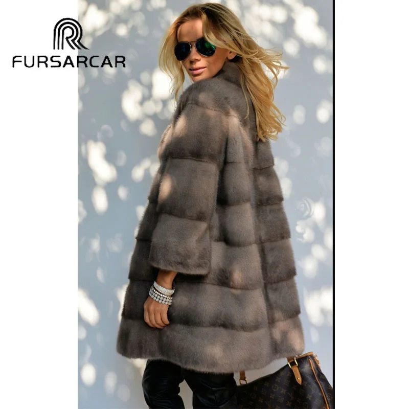 Новое поступление пальто FURSARCAR из натурального меха норки Женское лидер продаж