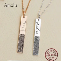 amxiu custom fingerprint name 925 sterling silver pendant necklace for lovers wedding party gifts women men necklace accessories