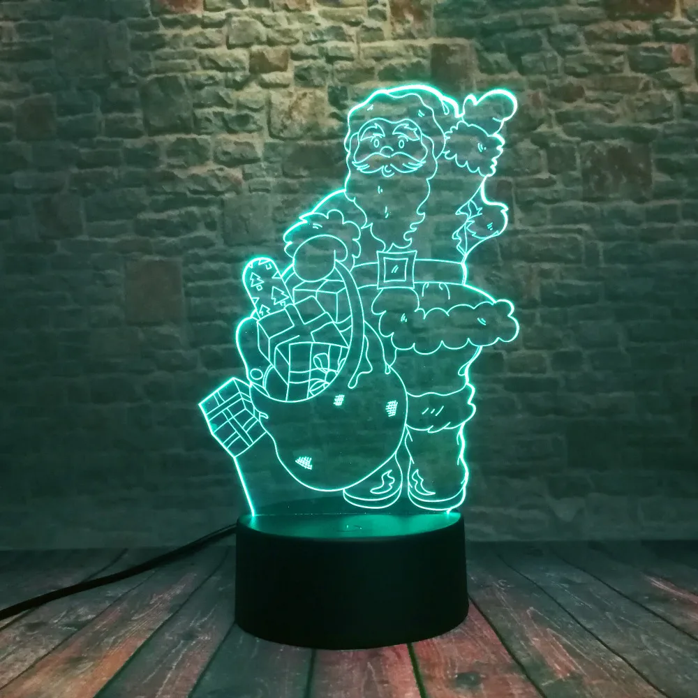 Hello Smile подарки Санта Клаус удача RGB Led 7 цветов Изменение ночные светильники