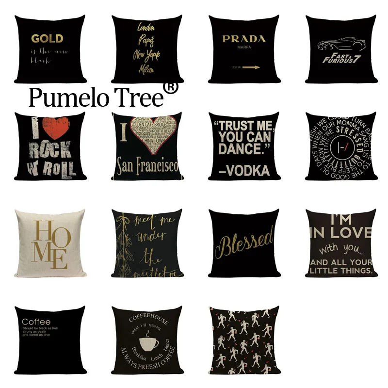 Европейский стиль Цвет Черный Элегантный чехол для подушки с буквами