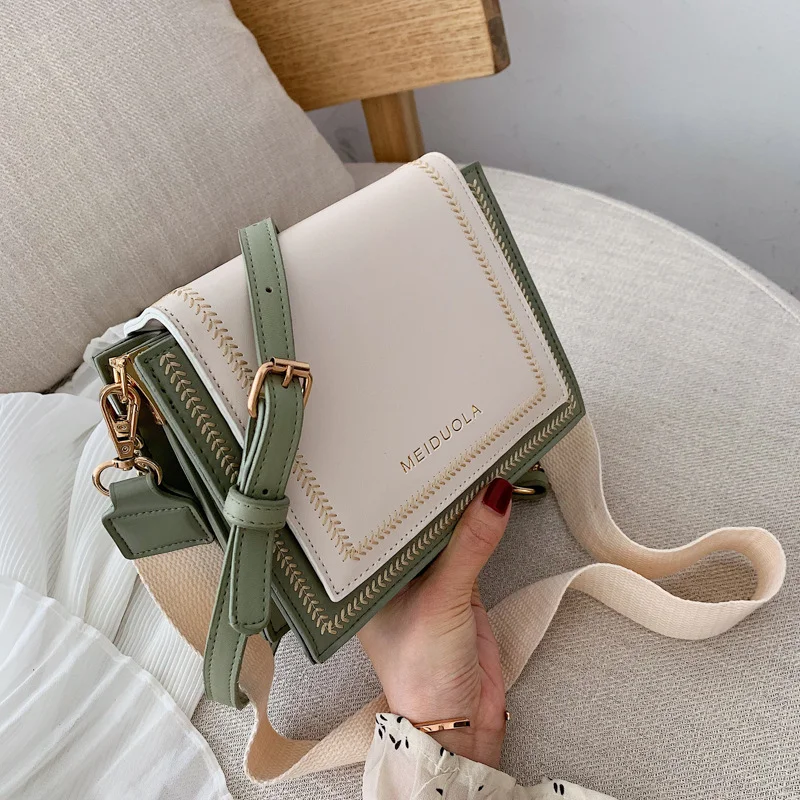 Женская Повседневная сумка мессенджер с вышивкой и цепочкой брендовая