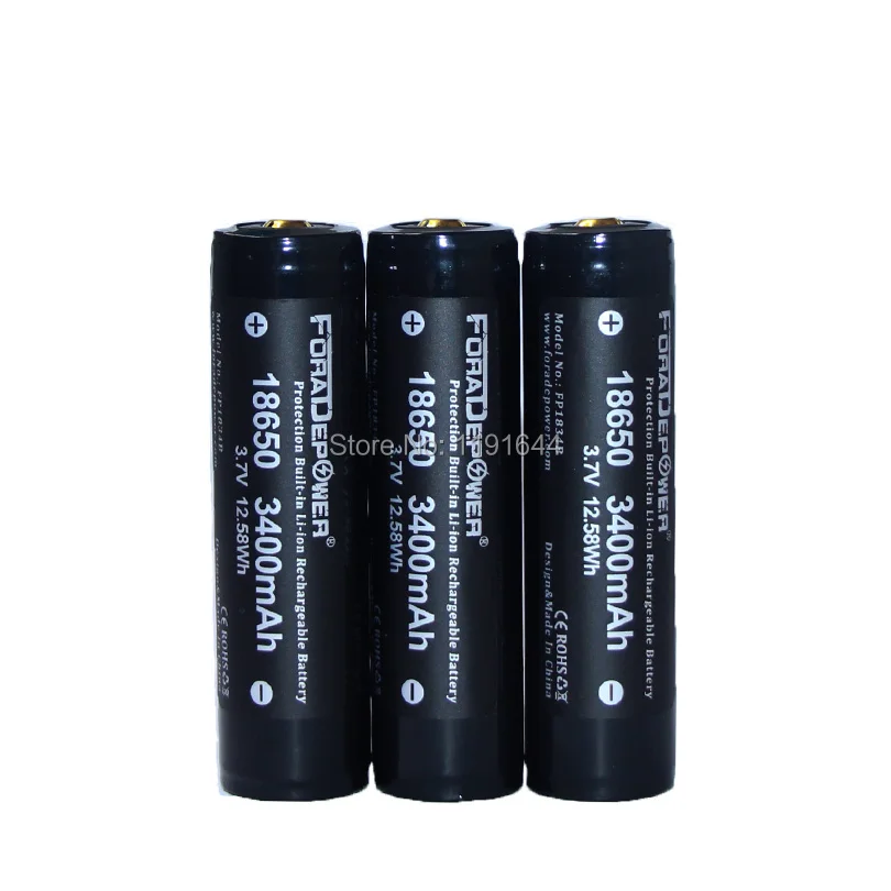 10 шт./лот для фонарика с защитой от внешней мощности 3 7 в 18650 3400 мАч | Электроника