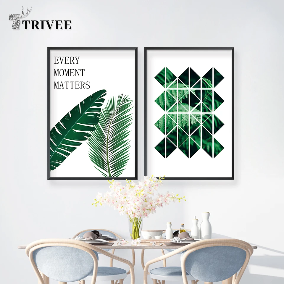 Современное искусство принт картины на холсте зеленые растения тропические