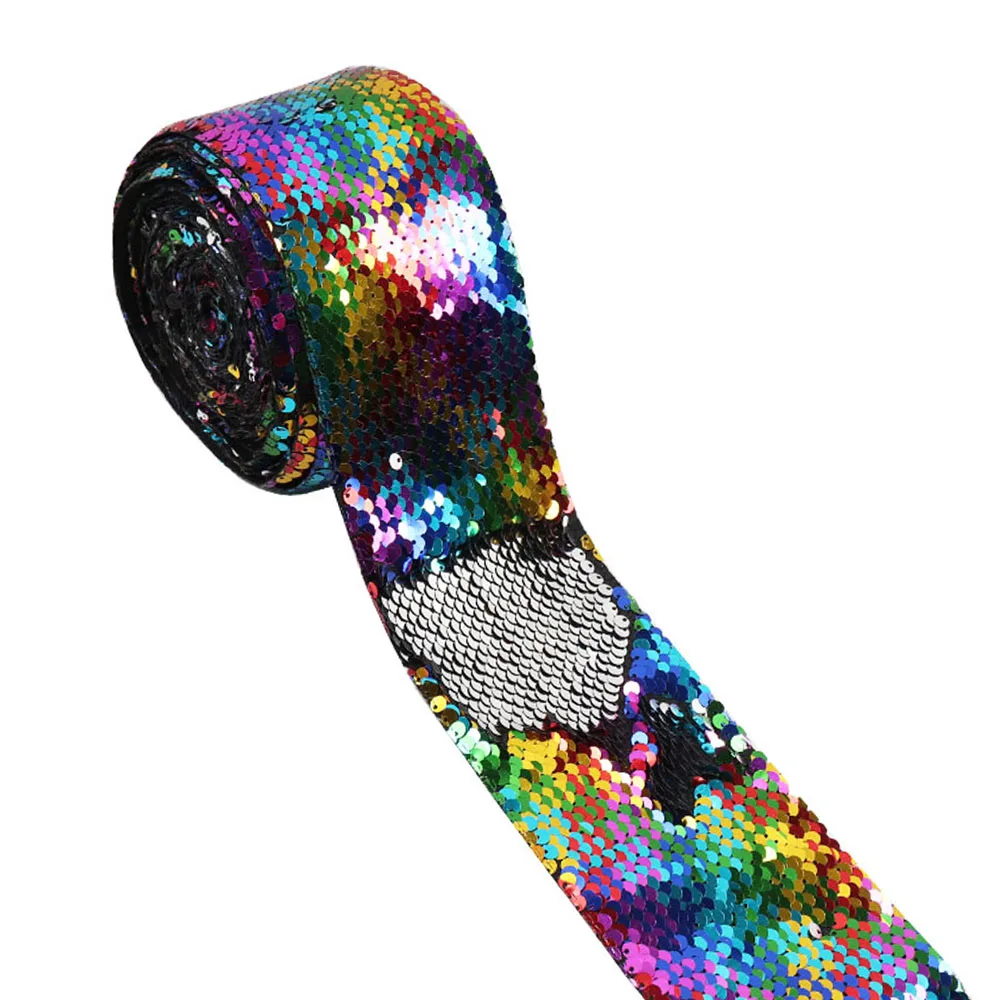 mixed x silver 2 года/лот двухцветная Двусторонняя Блестящая лента 75 мм Blingbling ручная работа лента DIY Пояс головной убор материалы Свадебные украшения - Цвет: mixed x silver