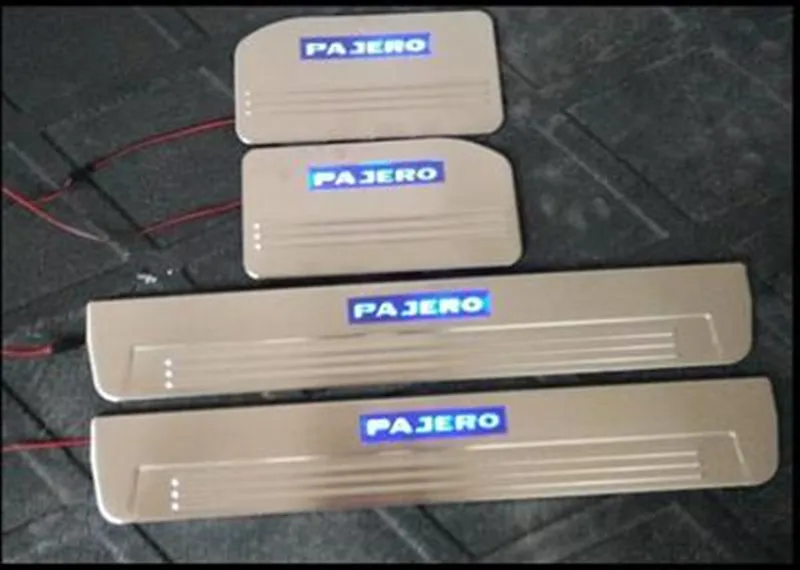 LED 304 нержавеющая стальная светодиодная накладка на ступеньку/дверной порог дверь педаль подоконника bienvenidos для Mitsubishi Pajero V93 V97 2003- стайлинга автомобилей - Цвет: LED