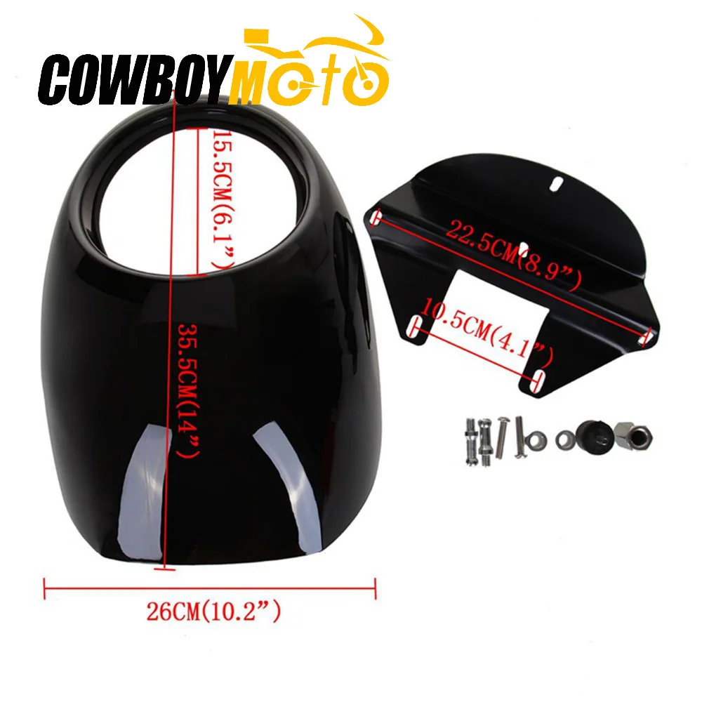 Черный Глянец Мотоцикл фар спереди козырек обтекатель клобук маска рамка для Harley
