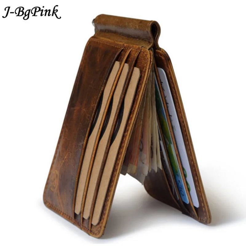 Wholesale Vintage Wallet Money Clip Men Genuine Leather Clamp for Holder Cash Credit Card Case 12 Pocket Cards | Багаж и сумки