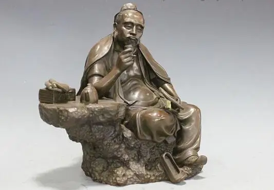 Китайский чистый бронзовый медный старинный шалфей чай дегустация статуя Будды |