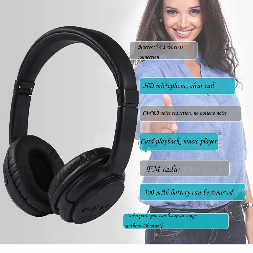 Беспроводные наушники Bluetooth4.1 гарнитура с шумоподавлением и fm-радио музыкальные