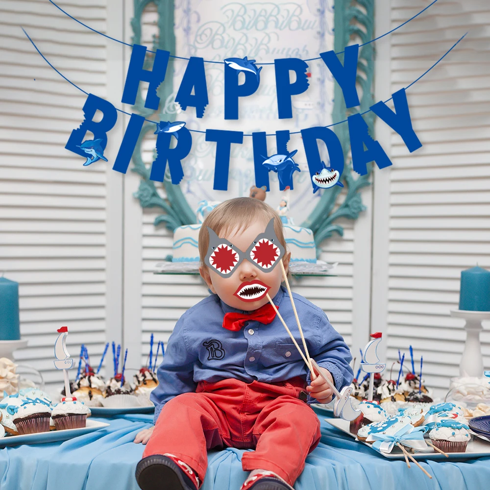 25 шт./компл. хлопковые голубые джинсы с изображением акулы Фотокабины реквизит