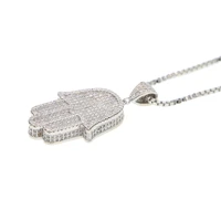 white gold color mens jewelry hip hop bling 38 6mm sized micro pave cubic zirconia hamsa hand icedd out cool mens chain necklace