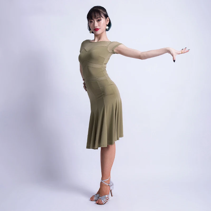 Latin Dance Dress Women/Ladies/Female Profession Competition Round Neck Practice Skirt Rumba/Samba/Cha Cha DQL284 | Тематическая