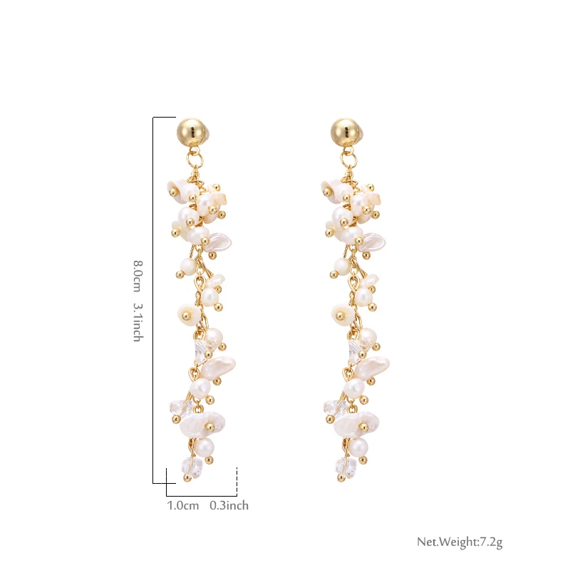 YMYW длинные серьги с натуральным пресноводным жемчугом Роскошные изысканные