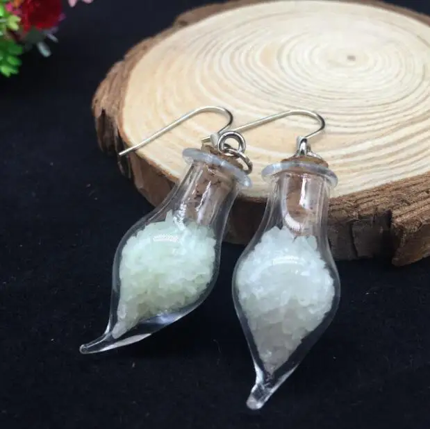 1 Пара светящихся в темноте сережек ручной работы с песком модные серьги виде