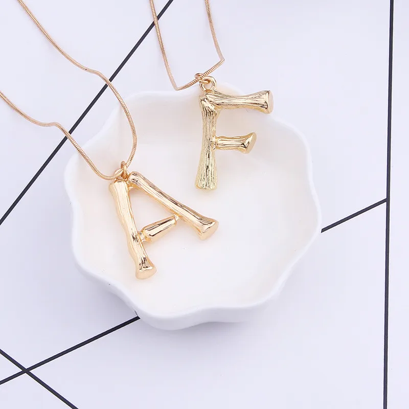 Хит Бамбуковая подвеска в английском стиле с 26 буквами металлическое ожерелье