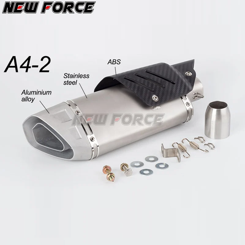 A4-2 Мотоцикл Akrapovic выхлопной модифицированный глушитель труба скутер питбайк грязи Мотокросс Универсальный R6 ZX6R Z900 GSXR750 DUKE690 - Цвет: A4-2