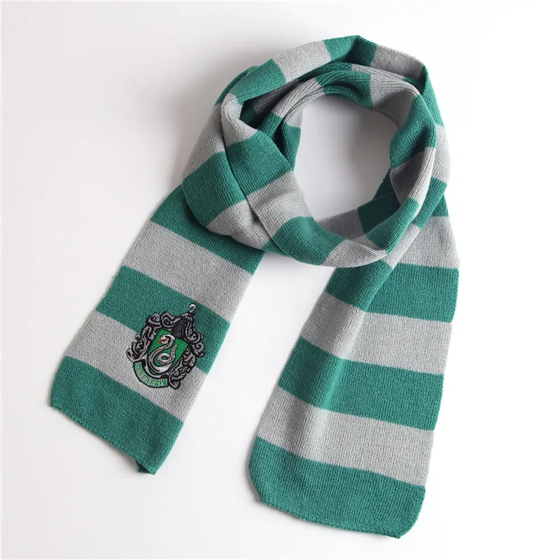 Slytherin scarf Шарфы Гермионы, Маскарадные костюмы Гриффиндор Слизерин, хаффлпуф, когтевые шарфы, шарфы Гермионы для мужчин, женщин, мальчиков и девочек на Хэллоуин - Цвет: Slytherin scarf