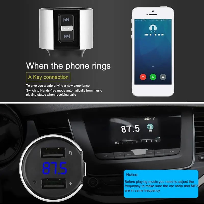 Автомобильный беспроводной Fm передатчик Bluetooth гарнитура автомобильный комплект