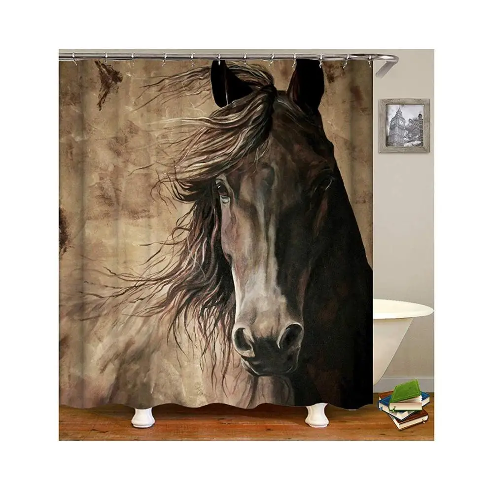 

Polyester Colorful Horse Bathroom Shower Curtain