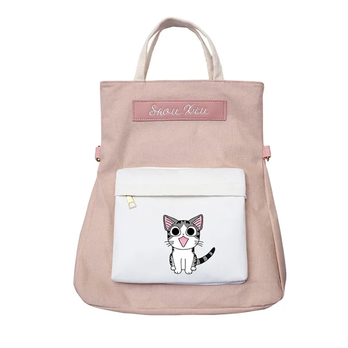 1 Милый домашний женский рюкзак Neko Atsume Kawaii Cat, милые сумки через плечо, розовые сумки на плечо, холщовые школьные сумки, рюкзак - Цвет: 1