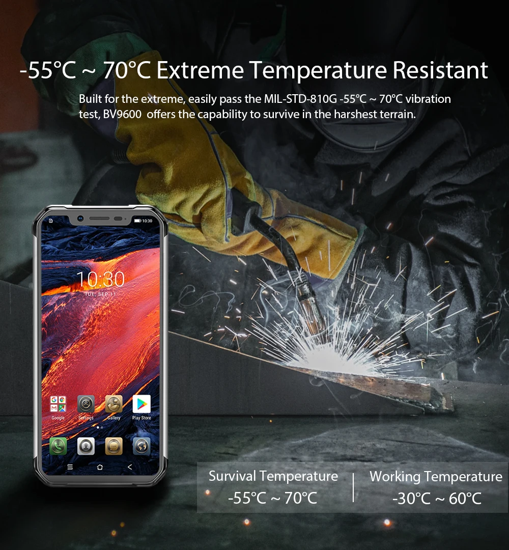 Смартфон Blackview BV9600 защищенный IP68 4 + 64 ГБ Android 9 0 6 21 дюйма 19:9 FHD AMOLED NFC 5580