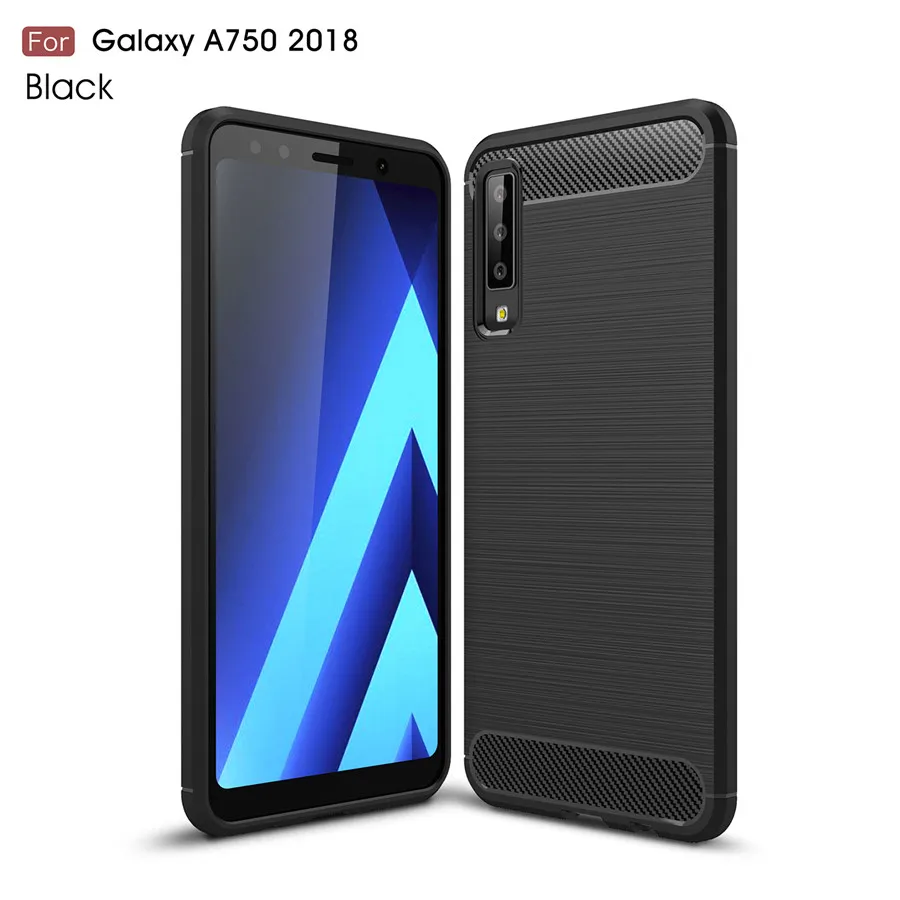 Чехол для Samsung A7 2018 Роскошный чехол из углеродного волокна телефона Galaxy GalaxyA7 A 7 с
