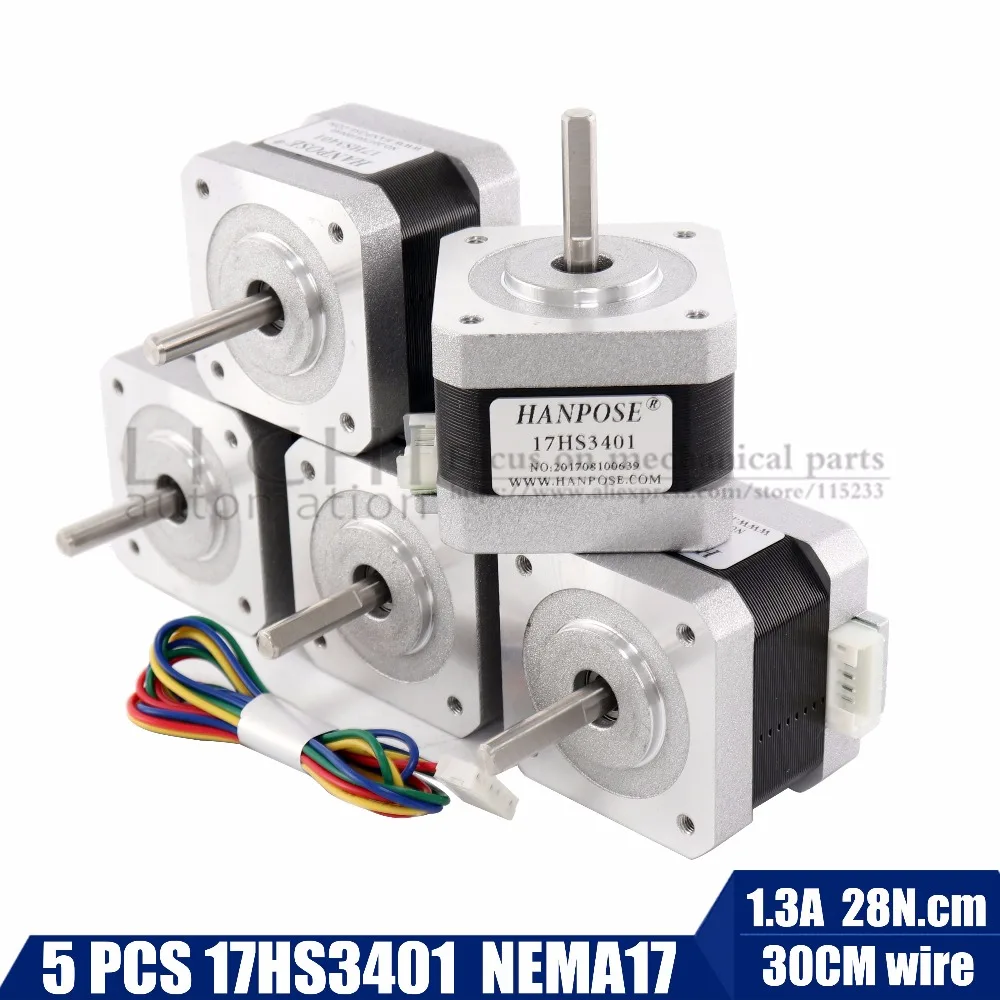 Бесплатная доставка 5 шт./лот Nema17 17HS3401 4-свинцовый шаговый двигатель 42 Мотор 42BYGH 1.3A