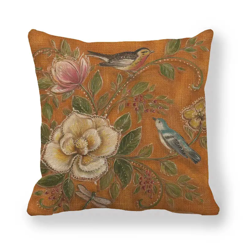 45 см* 45 см Наволочки масляные краски птицы льняные/Хлопковые наволочки для диванной подушки и домашняя декоративная Подушка Крышка