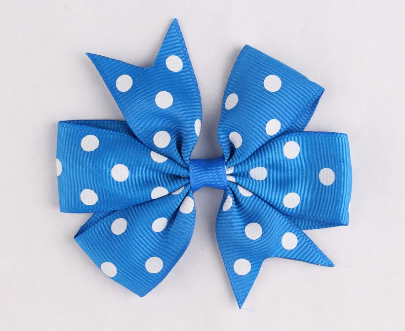(50pcs/lot)New Design Fabric Flowers Artificial Ribbon Hair Bow Flower Accessories Flatback White Spot For Headbands | Детская одежда и