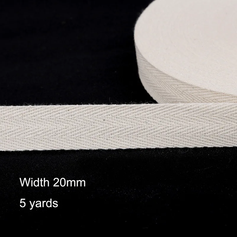 20mm Natural 5 ярдов/партия высокое качество белый ремень хлопок тесьма 10-50 мм елочка узор ленты DIY упаковка швейная одежда аксессуары - Цвет: 20mm Natural