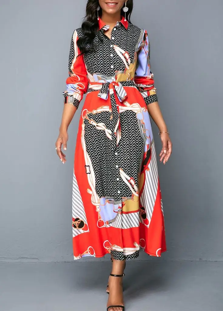 Традиционное платье рубашка 2019 с Африканским принтом модное женское шелковое