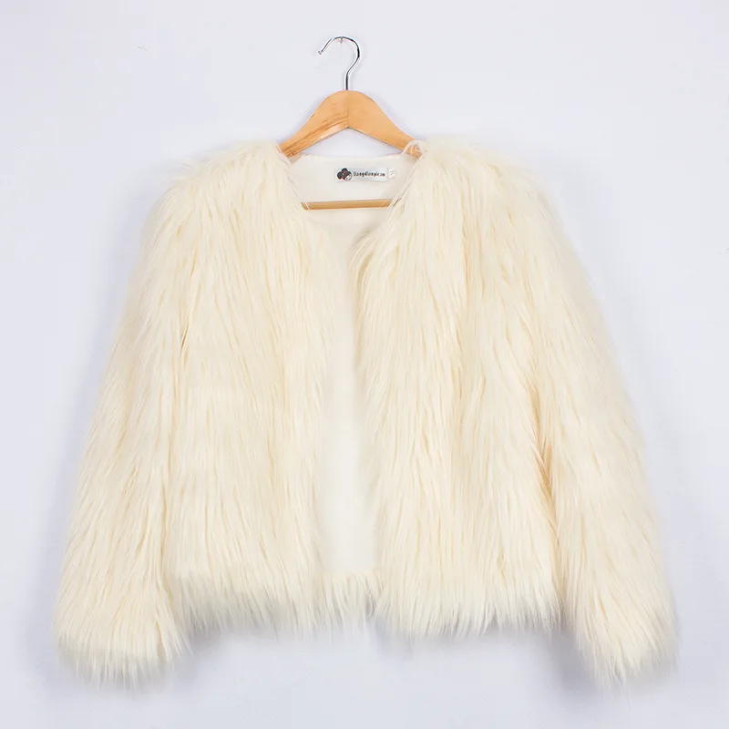 Beige Ins/стильные меховые куртки для девочек; сезон весна-осень; детские куртки и пальто с искусственным мехом для маленьких девочек с водопадом верхняя одежда для детей От 2 до 10 лет - Цвет: Beige