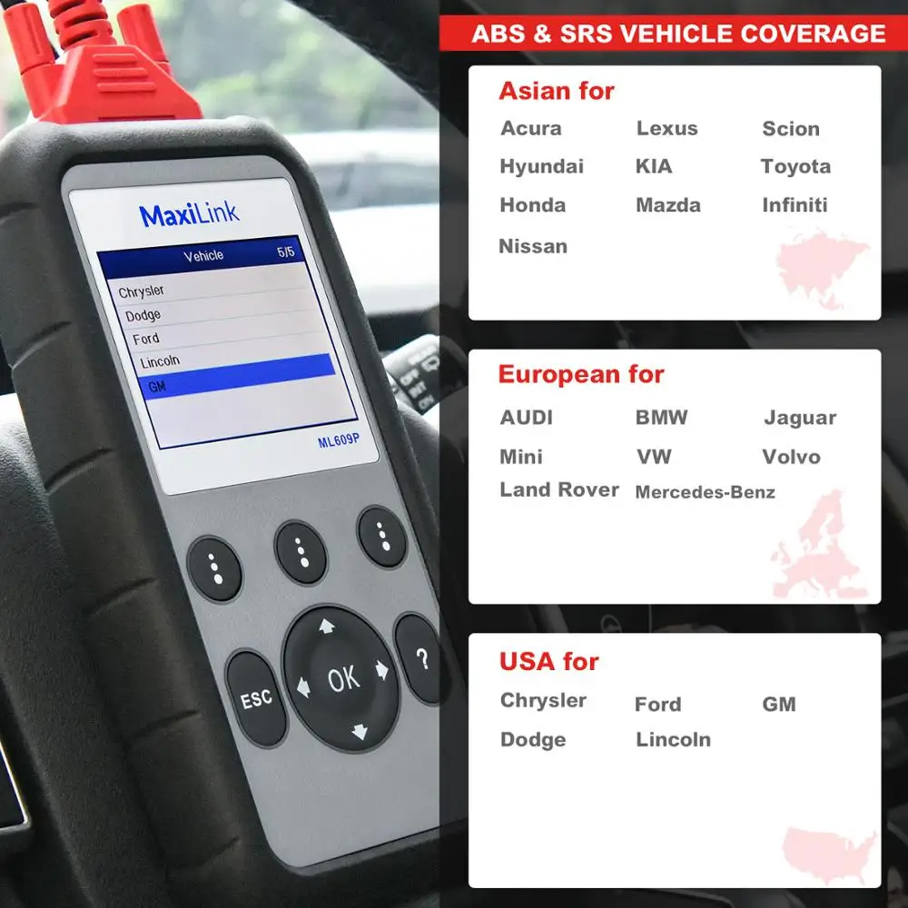 Autel MaxiLink ML609P Obd2 сканер диагностический инструмент для автомобиля Диагностика ABS и