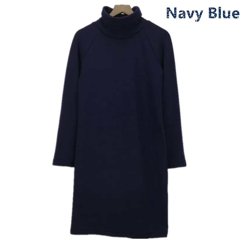 2020 зимнее женское платье с высоким воротом Осеннее утепленное длинным рукавом