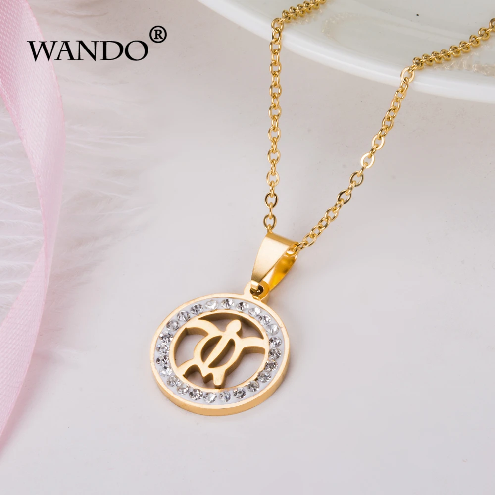 WANDO Милая черепаха долголетие амулет кулон и ожерелье из нержавеющей стали