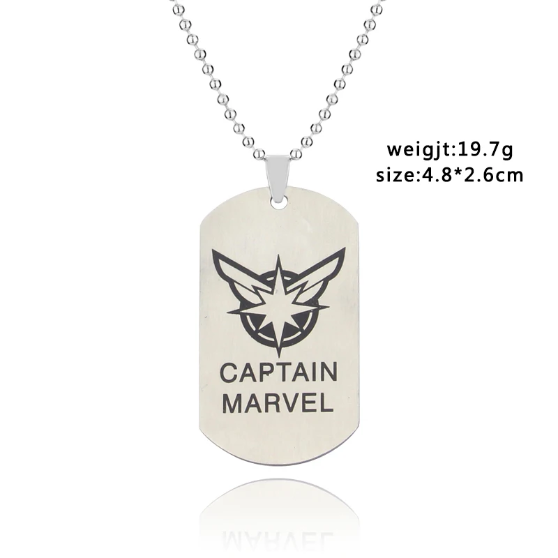 Кулон капитан Марвел из фильма мстители ожерелье нержавеющей стали с шариком и