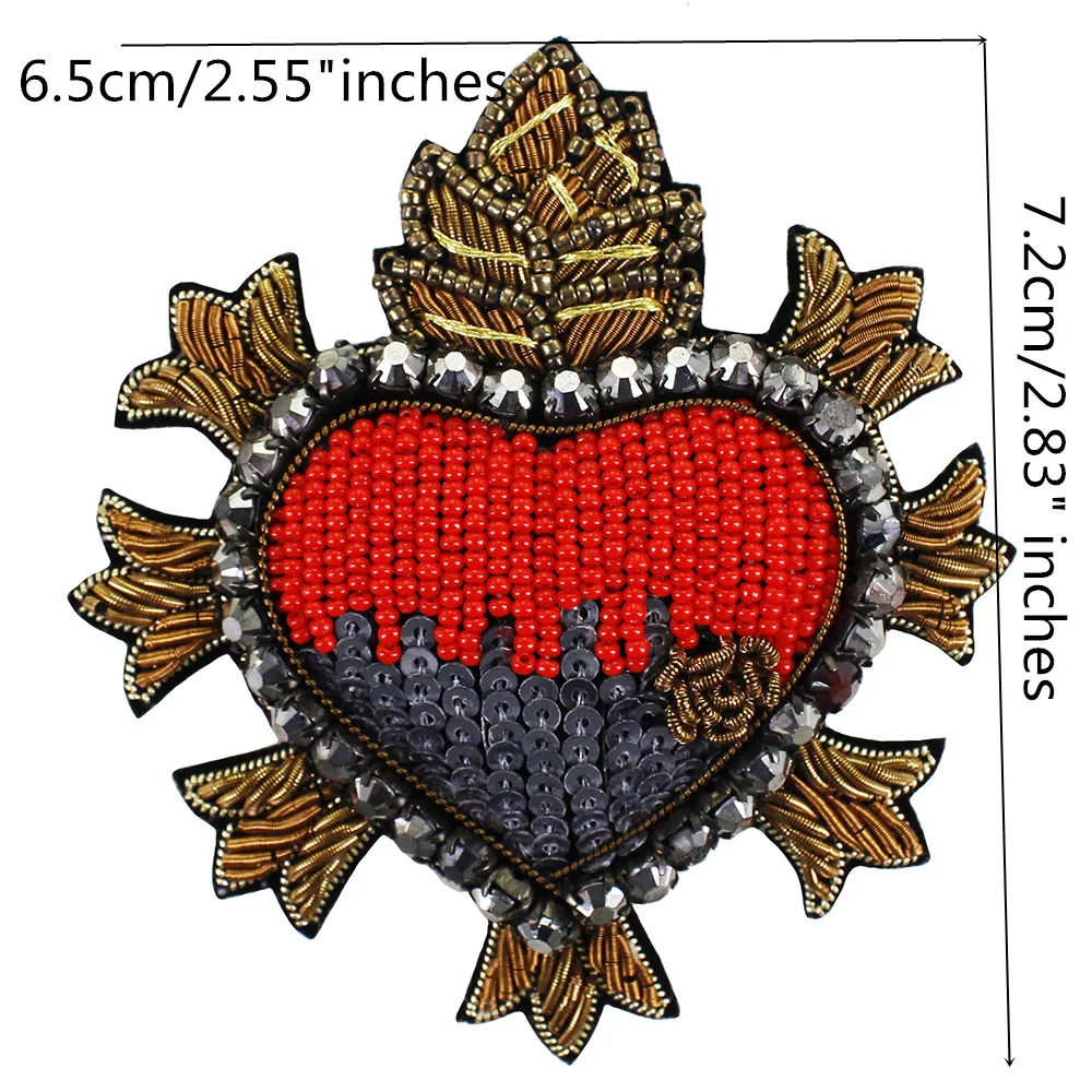 1pc Bee Crown Wreath Tiger Badge Love Heart Indian Silk Patch Beaded Applique Patches Vintage Embroidered Sewing P87 |
