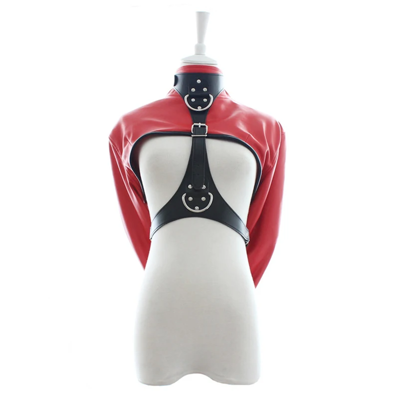 Искусственная кожа Открытая грудь руки бондаж сдержанность Сексуальное белье