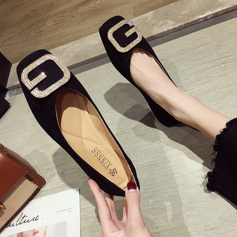 Женские замшевые туфли Lok Fu весенние легкие удобные на плоской подошве с