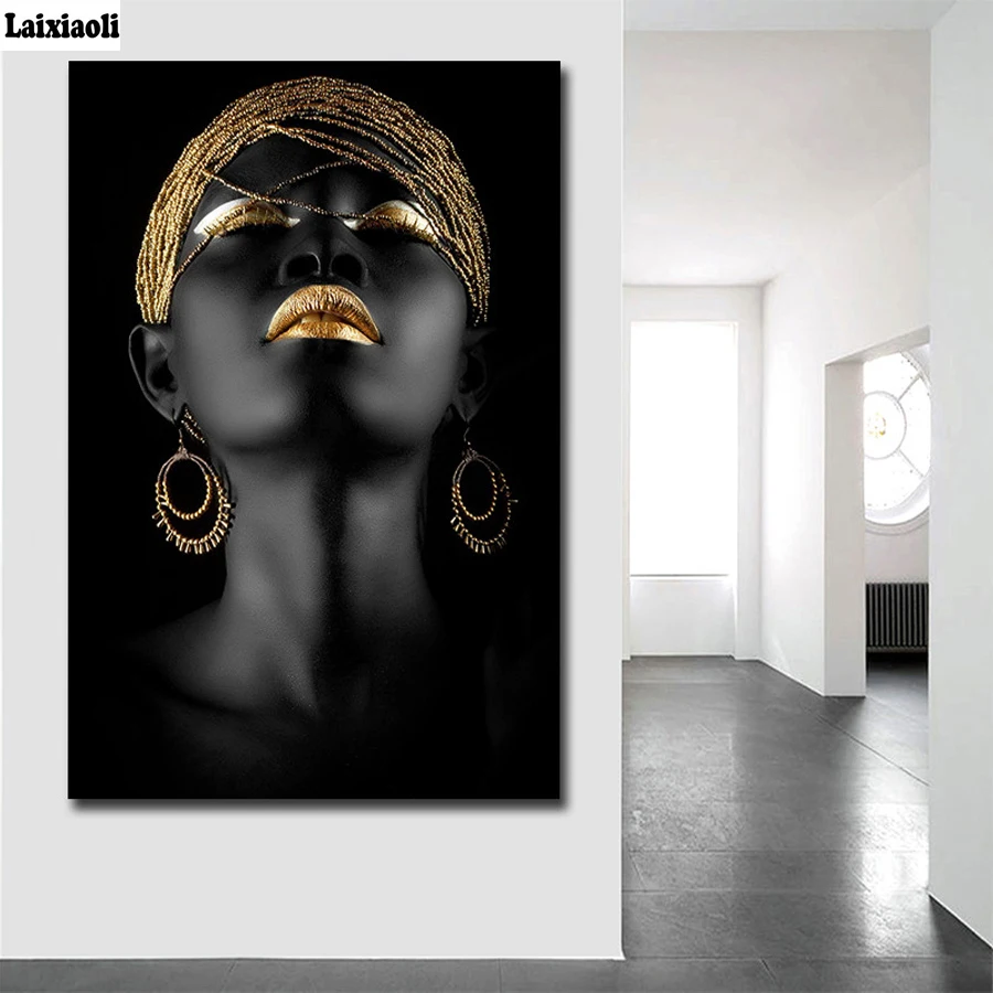 

5D DIY diamond painting Cross Stitch Black woman africa art painting full square round mosaic Embroidery sale home decoration