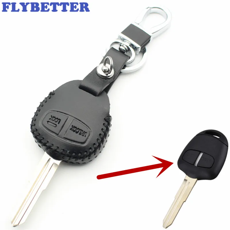 Чехол FLYBETTER для ключа с двумя кнопками из натуральной кожи Mitsubishi