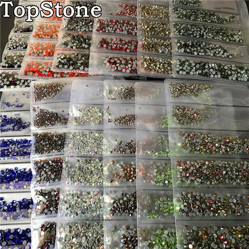 Стразы TopStone для дизайна ногтей разных размеров 1700 шт. стразы горячей фиксации с