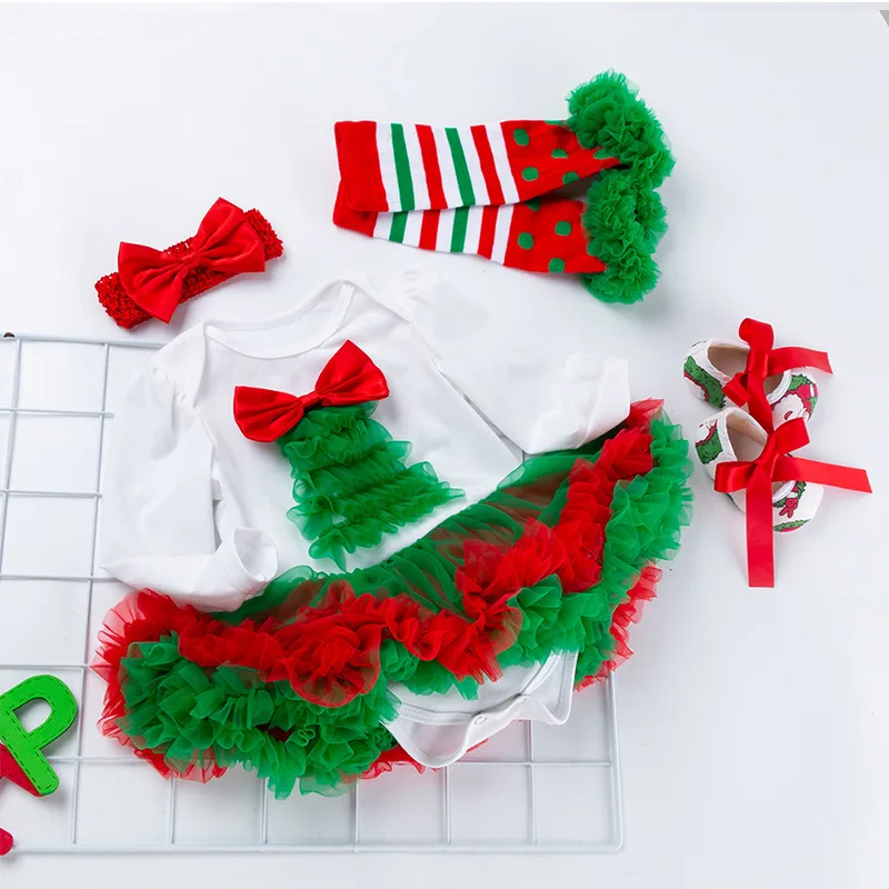 My First Christmas/Одежда для новорожденных девочек; 4 предмета; детская одежда; Одежда для новорожденных; Рождественский наряд; Bebek Giyim - Цвет: HL409