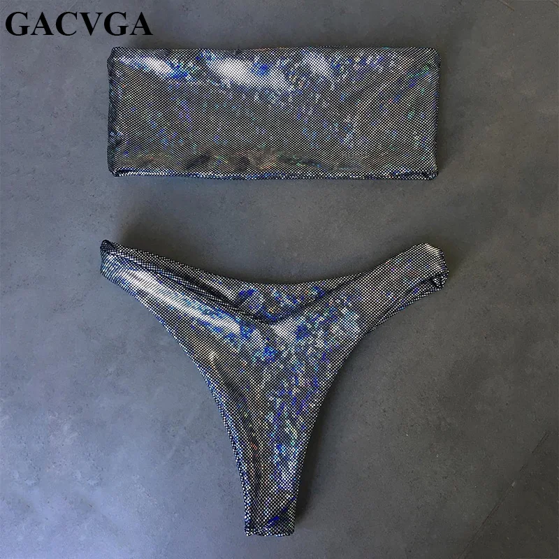 GACVGA летний боди сексуальный женский серебристый/черный кожаный комбинезон с лазерными блестками пуш-ап женский комбинезон купальник женский