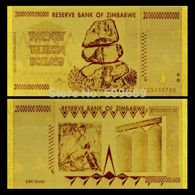 Золотые банкноты с металлическим покрытием 10 триллионов долларов для