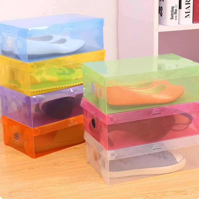 1 шт. Пластик Обувная коробка прозрачный хранения Коробки обувь с гнущейся