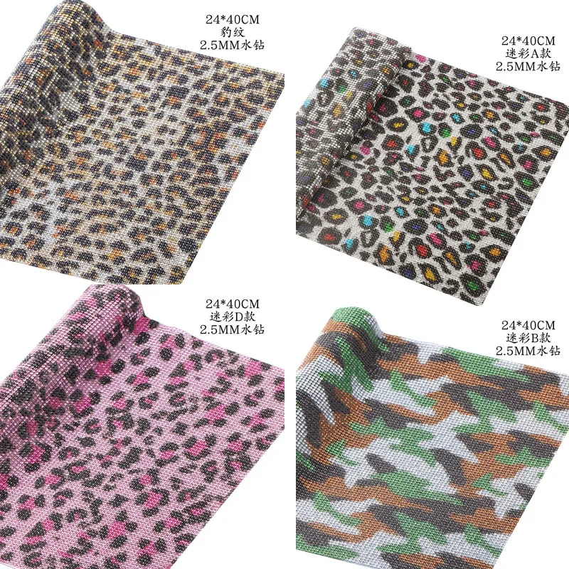 

hotfix leopard bling rhinestone applique sticker sheet luxurious phone case Self Adhesive Scrapbooking Sticker shoes decoration