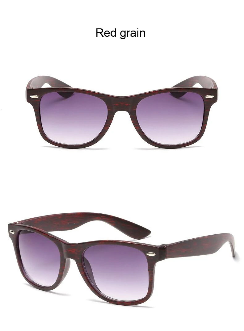Imitation Wood Shades Women Sunglasses Black Fashion Square Small Frame Vintage Retro Glasses Unisex Oculos Feminino