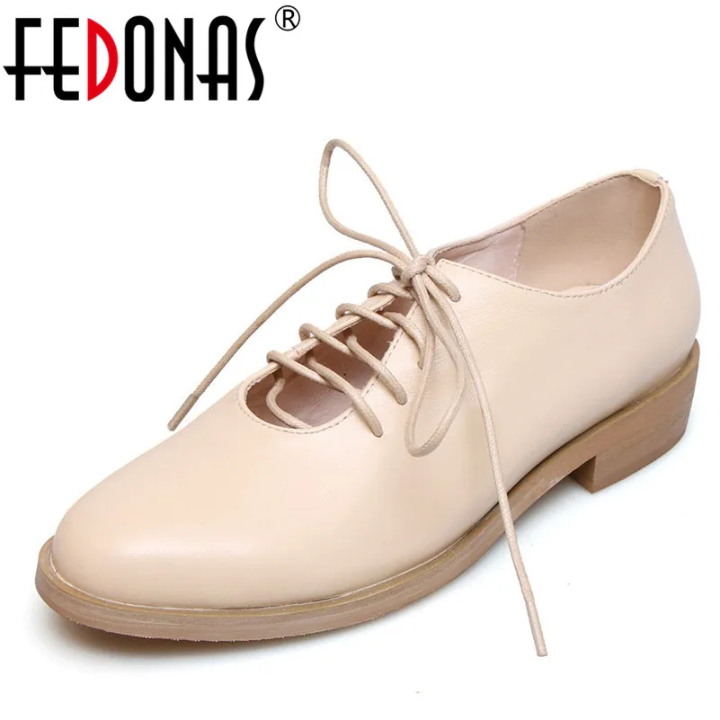 Женские туфли-лодочки с круглым носком FEDONAS белые туфли из натуральной кожи на